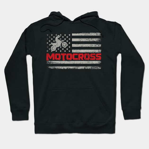 Motocross USA Flag Motorcyclist Moto-Cross Hoodie by Print-Dinner